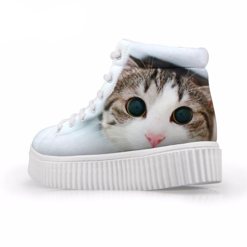 Kawaii Damskie Wysokie Buty Zwiększające Wysokość 3d Kotów