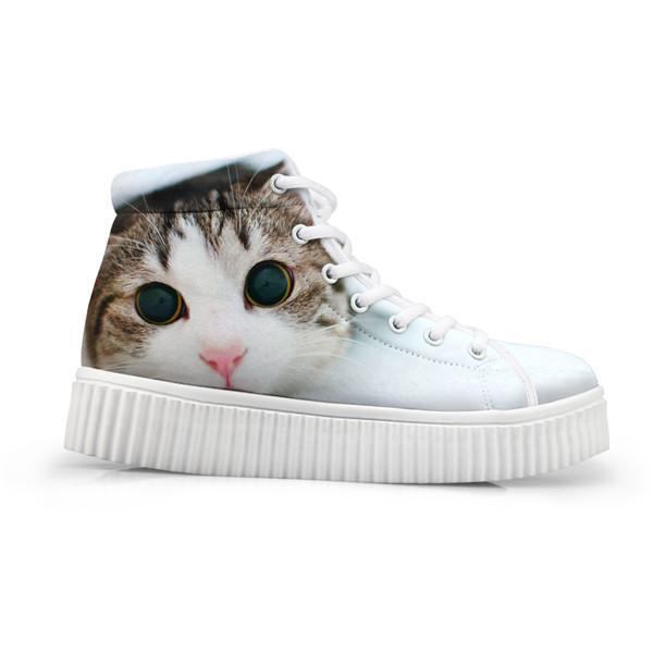 Kawaii Damskie Wysokie Buty Zwiększające Wysokość 3d Kotów