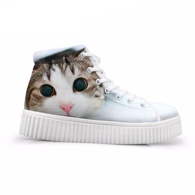 Kawaii Kobiety Wysoka Wysokość Zwiększająca 3d Buty Dla Kotów Z Dużymi Oczami