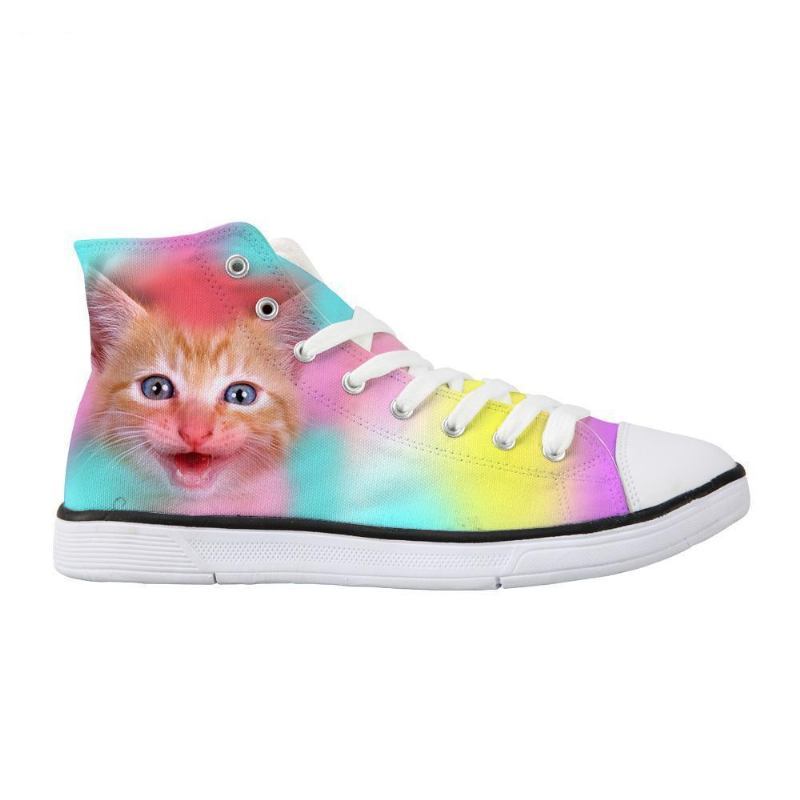 Klasyczne Buty Damskie Z Wysokim Stanem Kolorowe Happy Cat