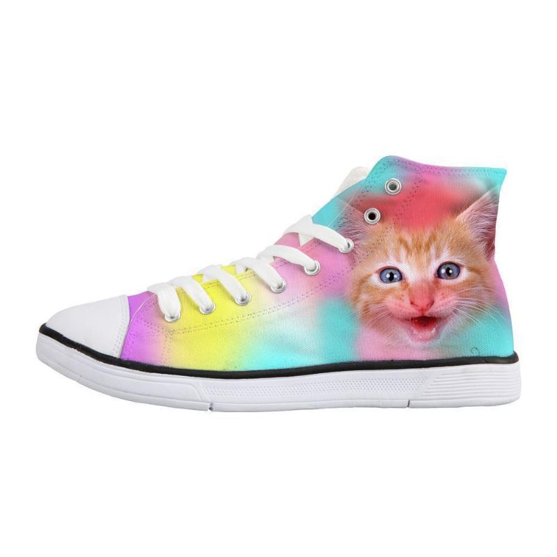 Klasyczne Buty Damskie Z Wysokim Stanem Kolorowe Happy Cat