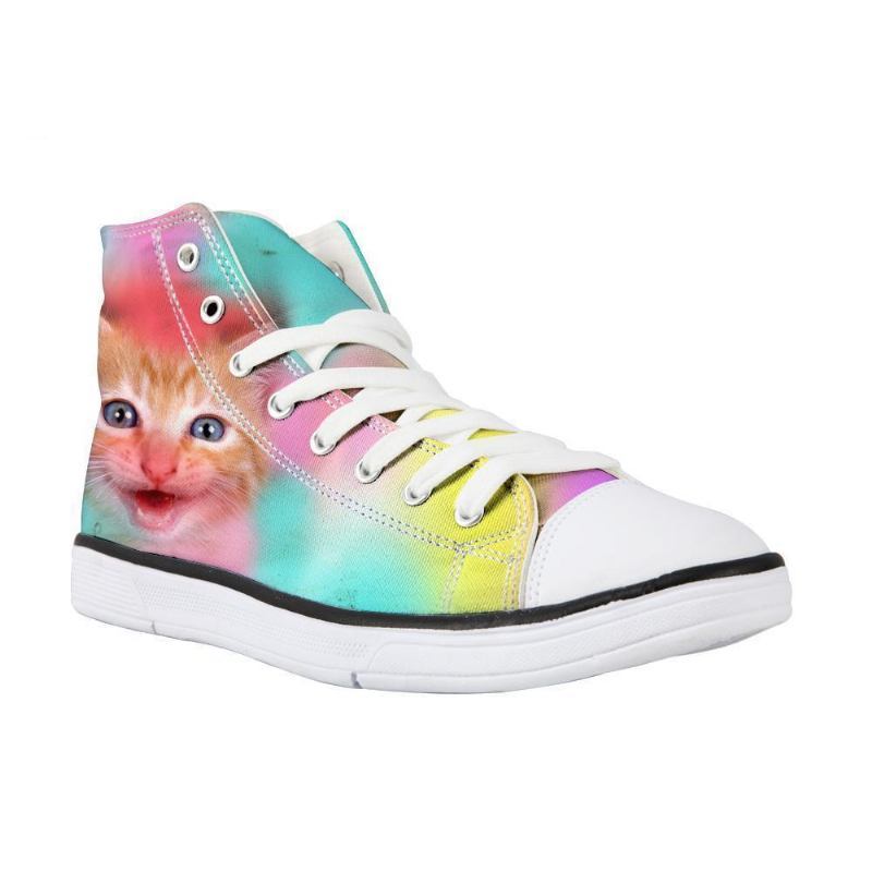 Klasyczne Buty Damskie Z Wysokim Stanem Kolorowe Happy Cat