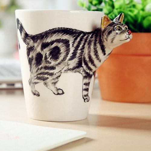 Kubek Ceramiczny 3d Z Pręgowanym Kotem