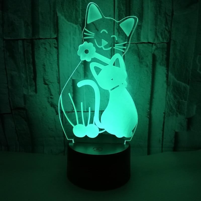 Słodki Kot 3d Lampka Nocna Led