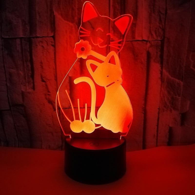 Słodki Kot 3d Lampka Nocna Led